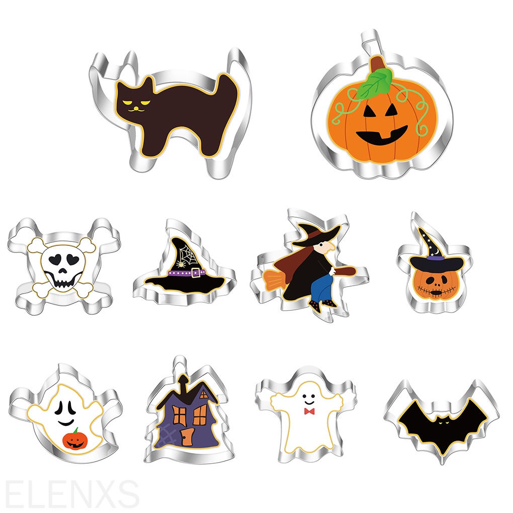 10 Khuôn cắt bánh quy/ sô cô la bằng thép không gỉ chống dính chủ đề halloween