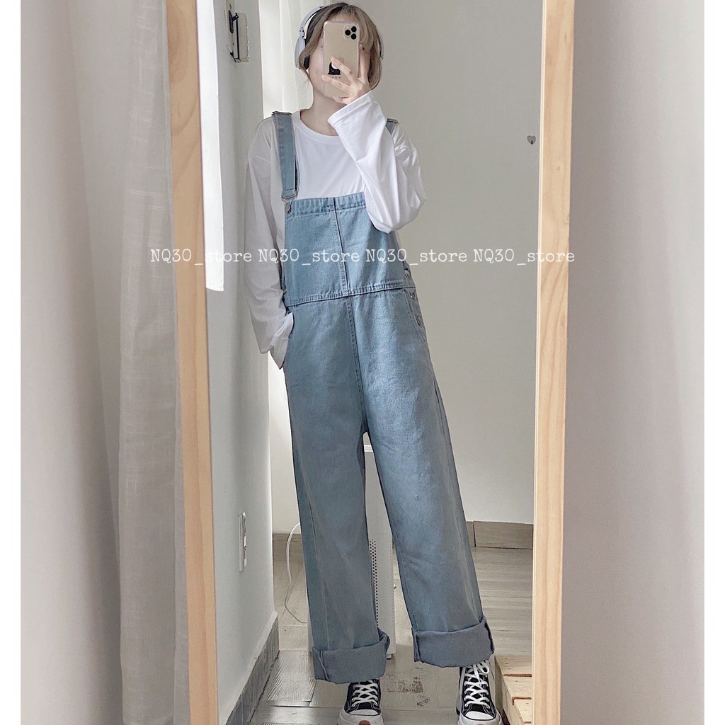 Quần Yếm Jeans NQ30 Form Rộng Phối Nút Nam Nữ Ullzang | WebRaoVat - webraovat.net.vn