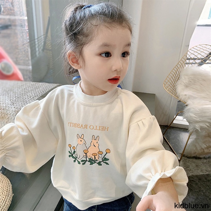 Áo sweater mỏng tay dài in hoạt hình cho bé gái Hàn Quốc
