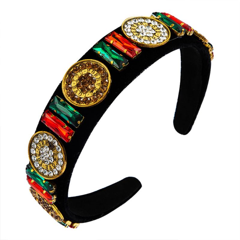 Flgo Băng Đô Đính Đá Pha Lê Đồng Xu Vàng Phong Cách Baroque Cổ Điển