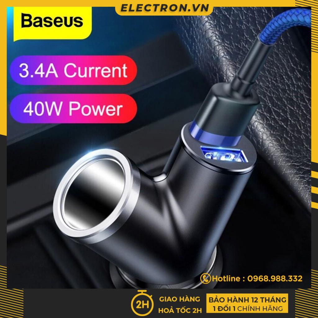 Bộ tẩu sạc mở rộng 3 trong 1 dùng cho xe hơi Baseus Y Type Dual USB (40W, 3.4A Fast Charge, Intelligent Car charger)