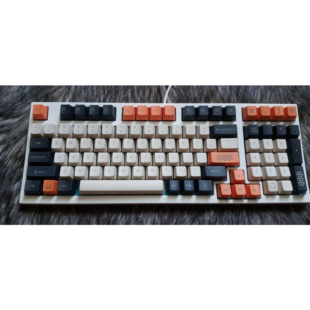 [Hỗ trợ Layout 61/64/68/71/82/84] Set Keycap PBT carbon font lớn - Bộ nút bàn phím cơ thay thế