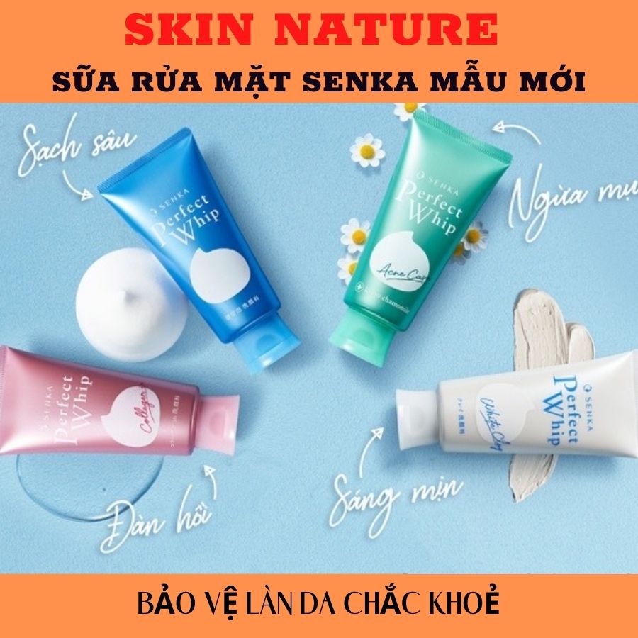 Senka Perfect 120g - Sữa rửa mặt cho mọi loại da tạo bọt mịn giúp sạch da, trắng mịn