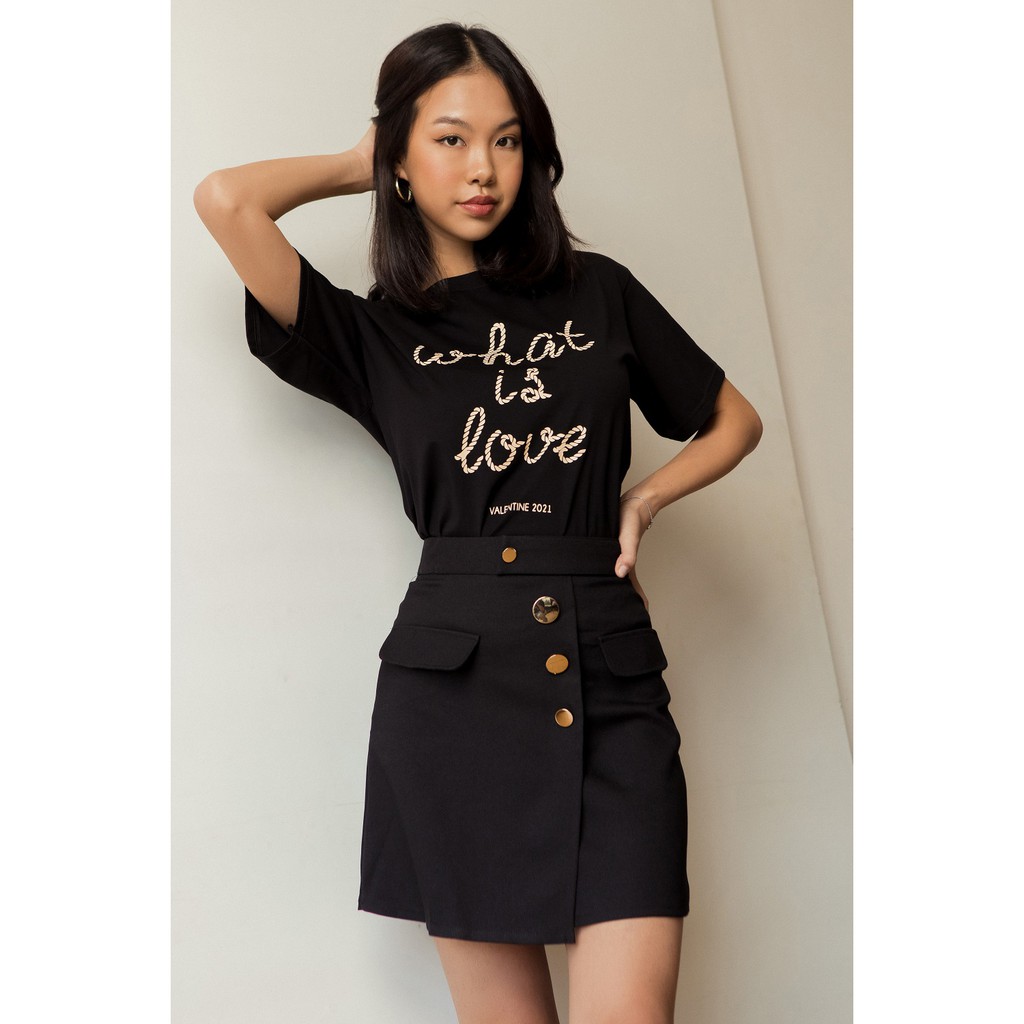 Chân Váy Chữ A 3 Nút Đen Xanh EDINI - V359 | BigBuy360 - bigbuy360.vn