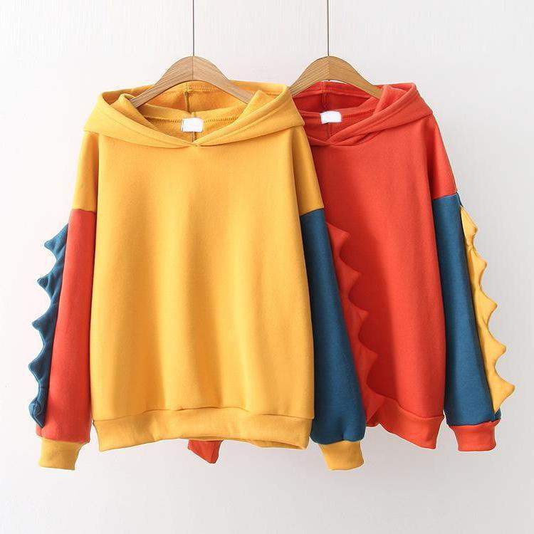 [Mã FAMANU82 giảm 10% đơn 0đ] Áo hoodie khủng long đuôi dài nhóm bạn dễ thương mũ trùm đầu