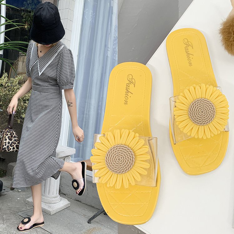 Dép quai ngang hoa cúc nhựa mềm chống trơn trượt không bẩn dùng đi mưa
