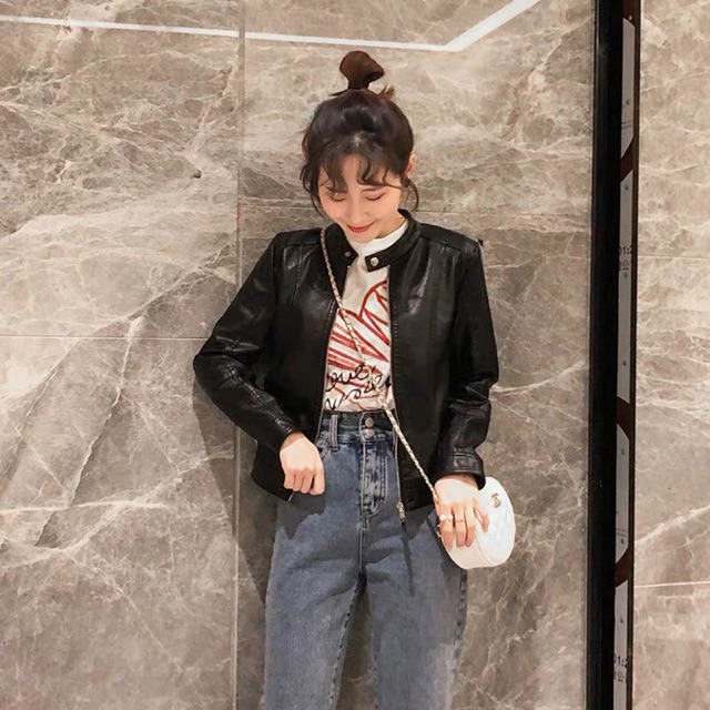 [ XẢ KHO 3 NGÀY ] Áo da nữ Quảng Châu bền đẹp cổ tàu không bong tróc mẫu mới nhất 2019 926 | BigBuy360 - bigbuy360.vn