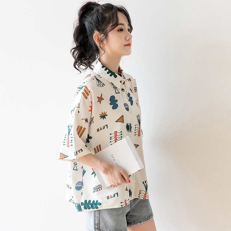 Áo Sơ Mi Voan Tay Ngắn Họa Tiết Hoa Cổ Điển Thời Trang Dễ Thương Cho Nữ | BigBuy360 - bigbuy360.vn