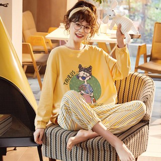 Đồ ngủ dài tay, bộ nữ thu đông xuân, quần áo mặc nhà cotton dễ thương, thoáng mát QA02