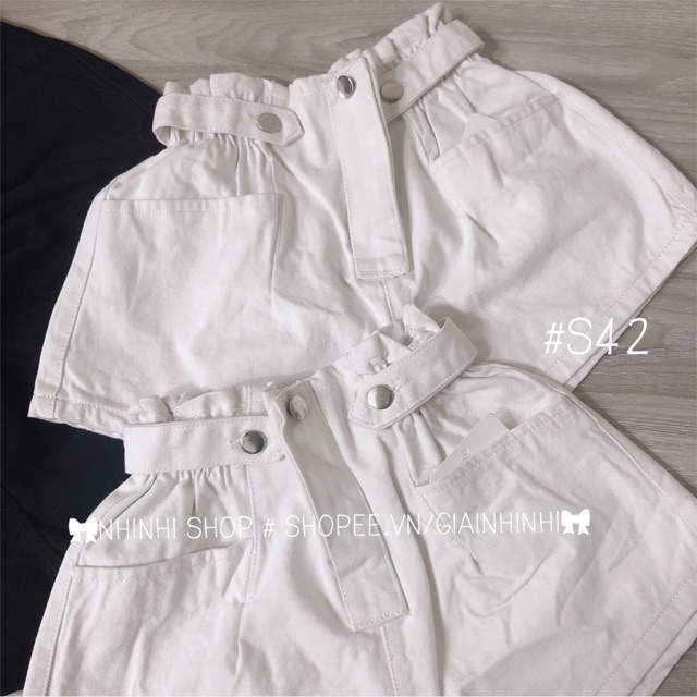 Quần short jean chun 2 khuy đai cạp cao chun giãn QS1267 - NhiNhi Shop