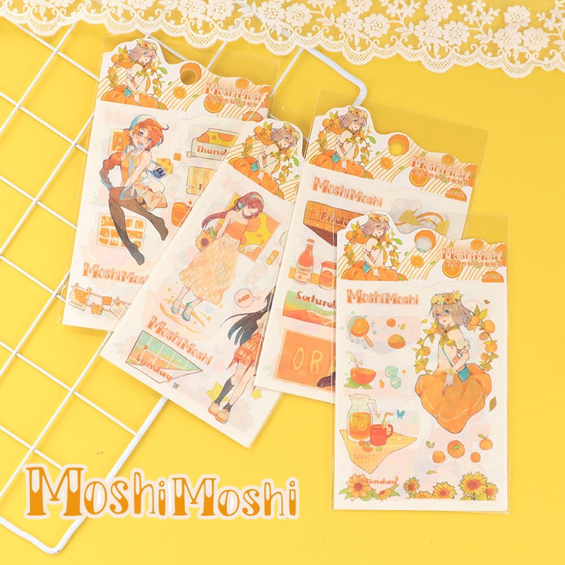 Combo 04 miếng sticker dán sổ hình cute girl ver1 dùng dán trang trí sketchbook/ tập vở/ nhật ký - VP031