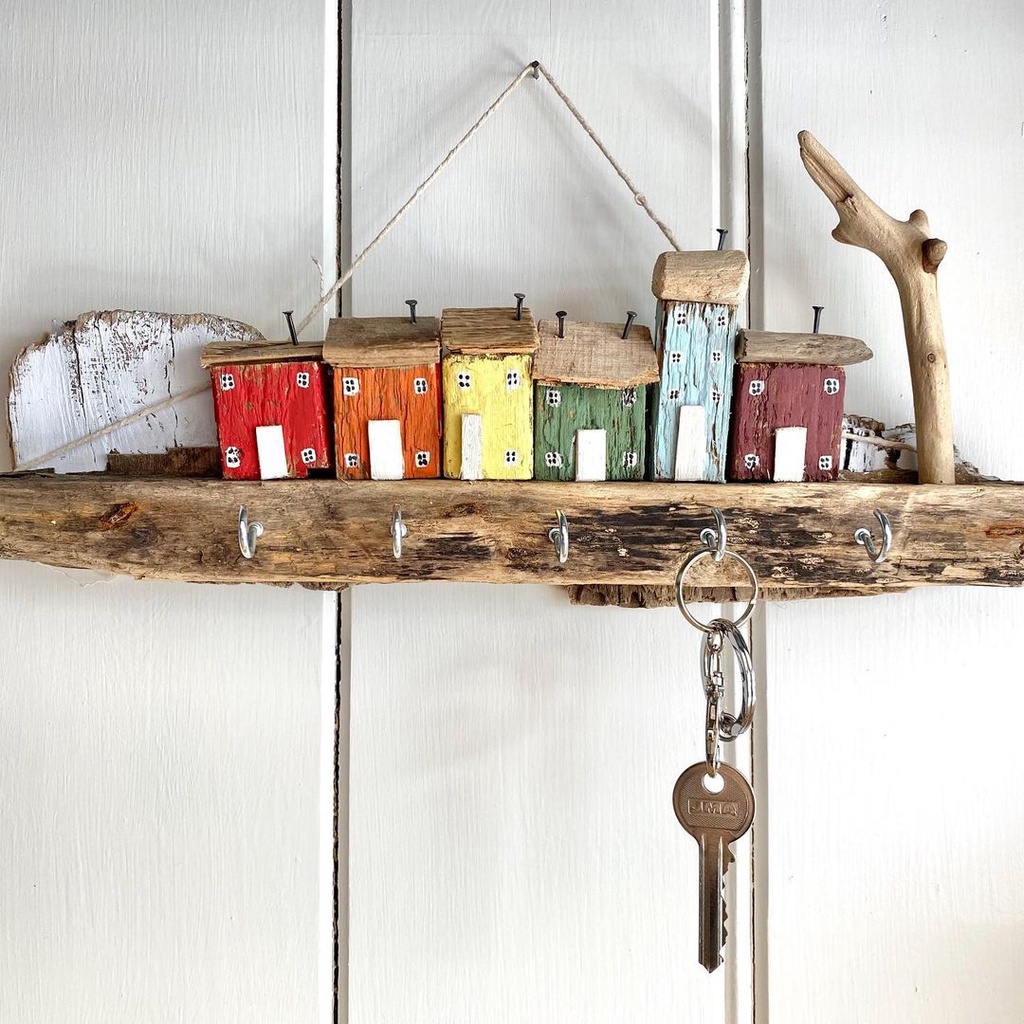 móc treo tường gỗ lũa, móc treo chìa khóa, kệ gỗ decor, kệ treo tường hình ngôi nhà gỗ phong cách rustic