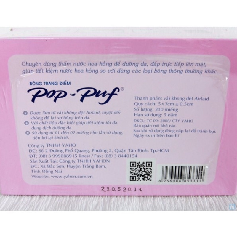 Bông Tẩy Trang Pop Puf 100 miếng