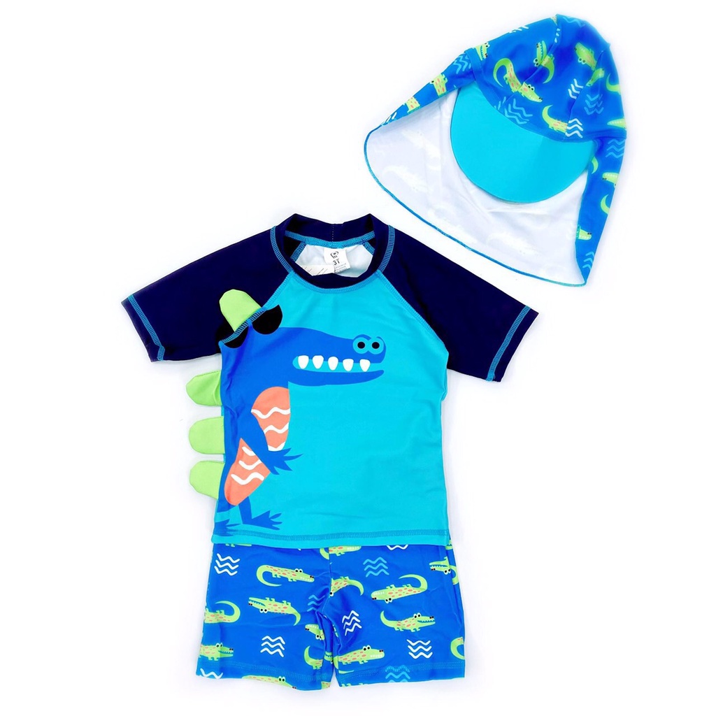 Set Đồ Bơi Cho Bé Rời Kèm Mũ Hoạ Tiết Đáng Yêu size từ 8-24 kg