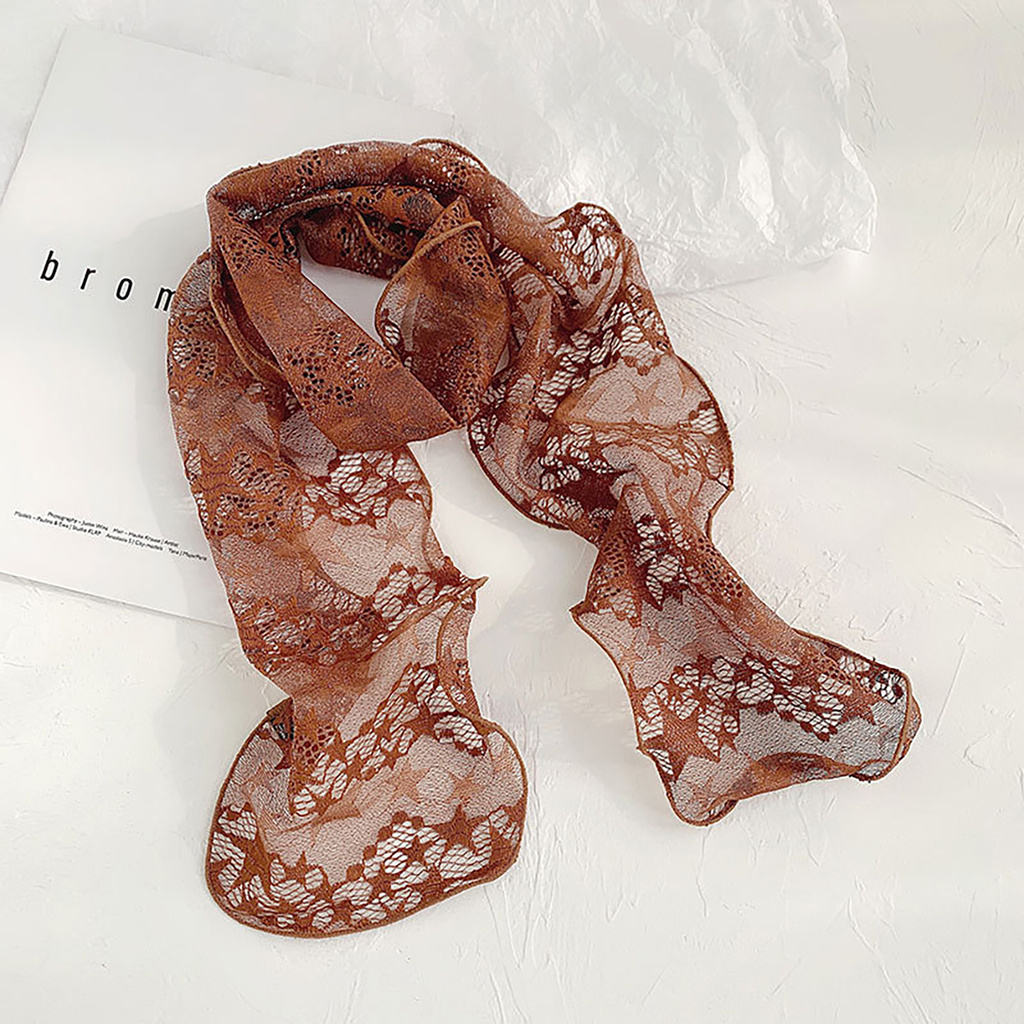 SBaby_ Hair Scrunchie Printed Headdress Lace Ladies Hair Scarf Scrunchie for Daily Wearing