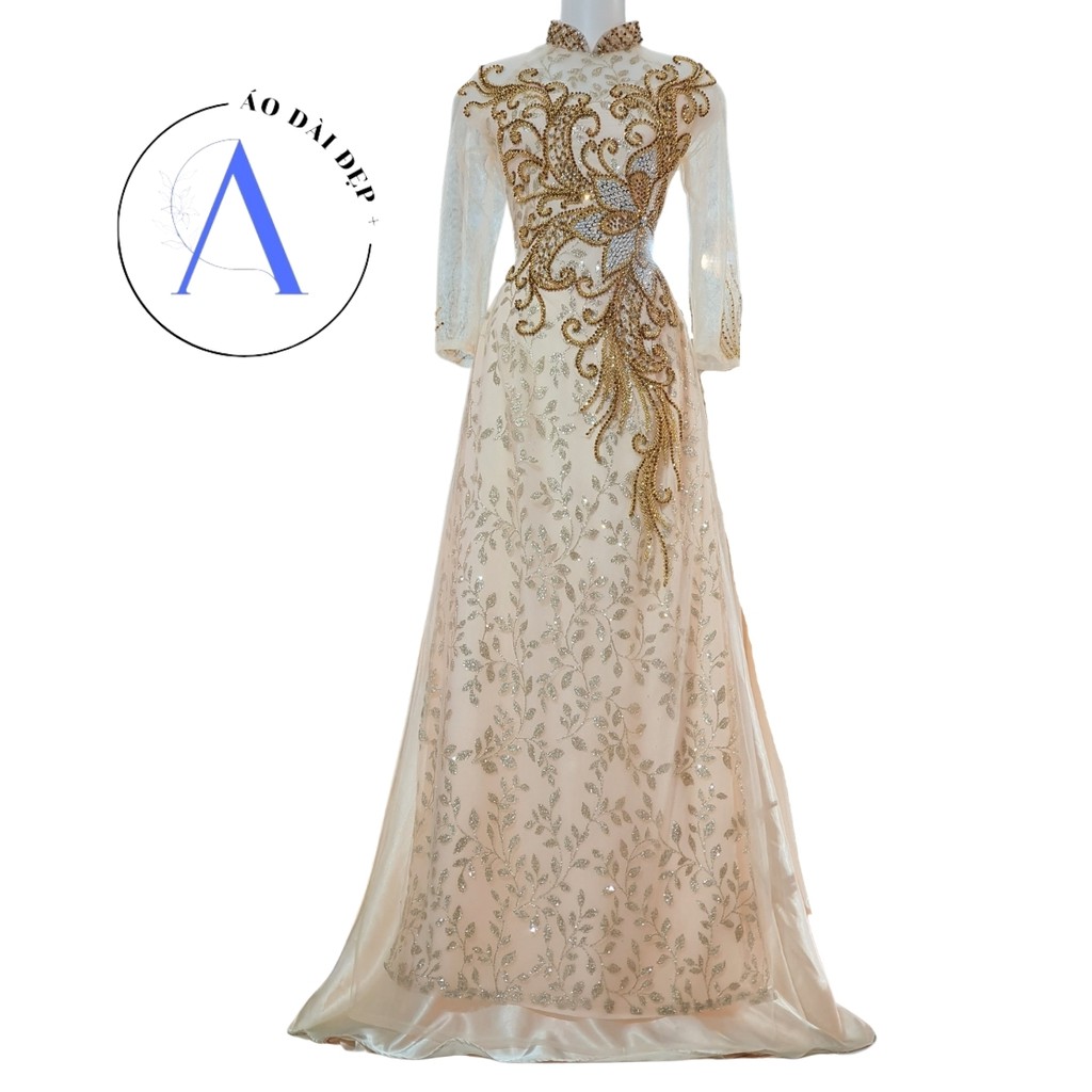 Áo Dài Cô Dâu – Áo Dài Cưới Hot Trend 2021 Màu Da Sang Trọng ADC01