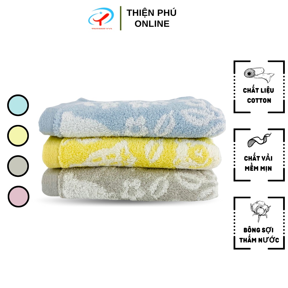 Khăn Tắm Cotton Cao Cấp Chấm Bi Hoa Văn THIENPHUC 60x120, Khăn Lau Mặt BJ23 Chất Bông Sợi Tự Nhiên Mềm Mịn Thấm Nước Tốt