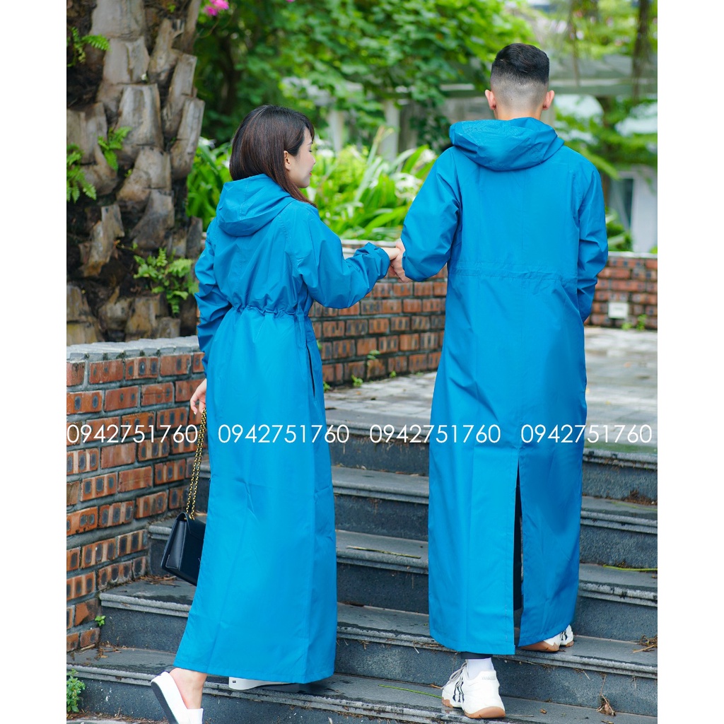 Áo mưa nữ dáng măng tô 2 lớp đa dụng chống nước chống gió