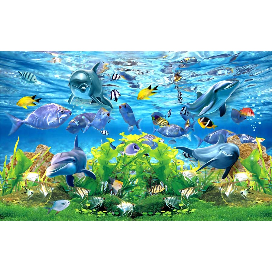 Tranh Dán Tường Thế Giới Đại Dương 3D Nhiều Kích Thước