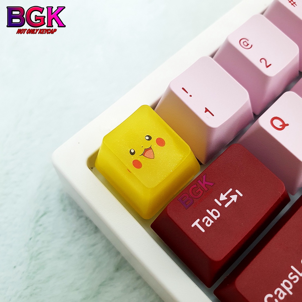 Keycap Artisan Mặt Pikachu Oem Profile Chất Liệu Resin Siêu Dễ Thương