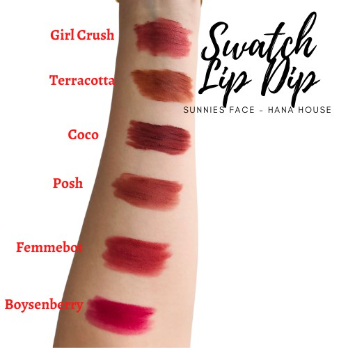 Son kem lì Sunnies Face Lip Dip, son kem bền màu mịn môi màu đẹ