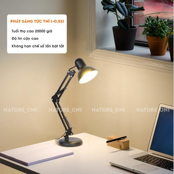 Đèn học ❤FREESHIP ❤ đèn bàn học - Đèn kẹp bàn thiết kế lò xo chỉnh cao thấp linh hoạt , tiết kiệm diện tích