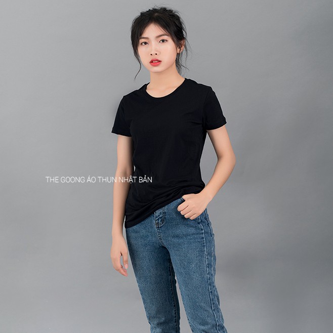 ÁO THUN TRƠN NỮ NHẬT BẢN 100% COTTON THOÁNG MÁT - ĐEN | BigBuy360 - bigbuy360.vn