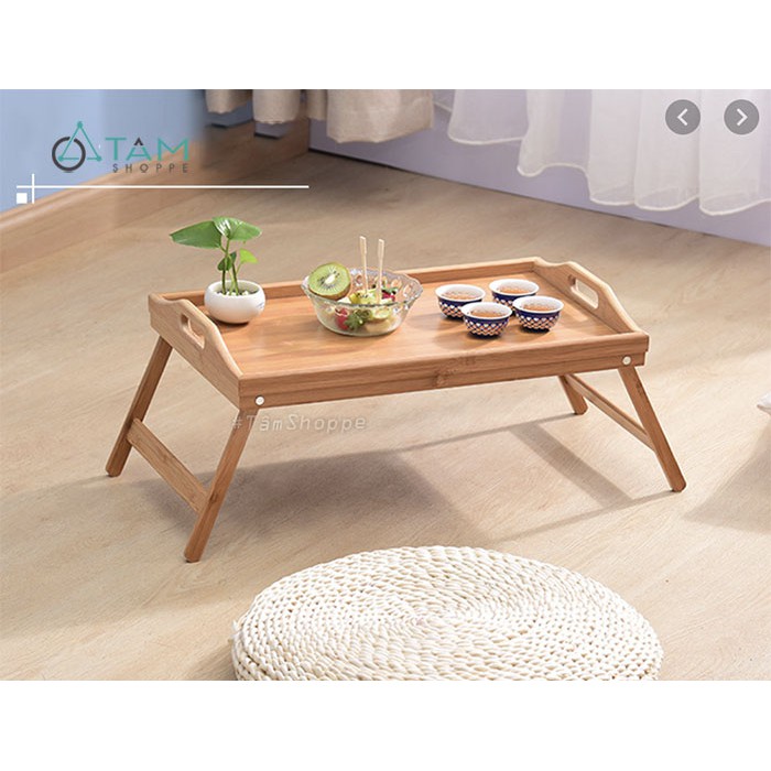 [GỖ CAO CẤP] Khay gỗ bàn trà chân gấp gọn ngồi bệt gỗ tre cao cấp W-BAN-01