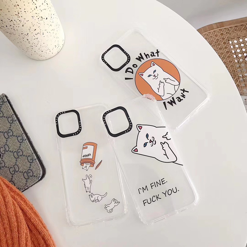 Ốp điện thoại TPU dẻo hình hoạt hình chú mèo nền trong suốt dễ thương cho IPHONE11 11PRO 11PROMAX 7PLUS 8PLUS | BigBuy360 - bigbuy360.vn
