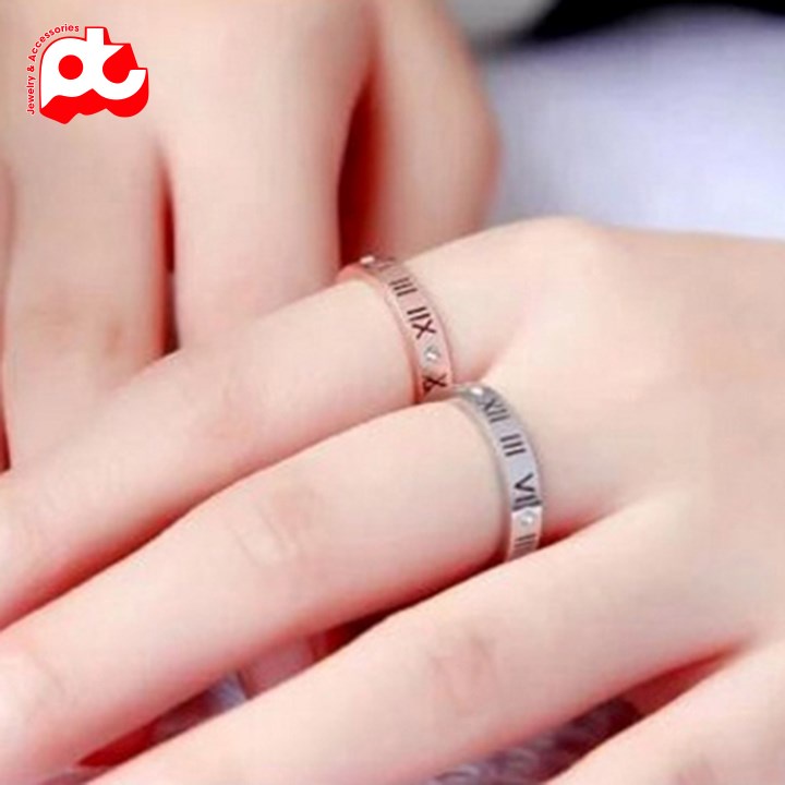 Nhẫn titan nữ số la mã cách điệu cao cấp thép không gỉ titanium
