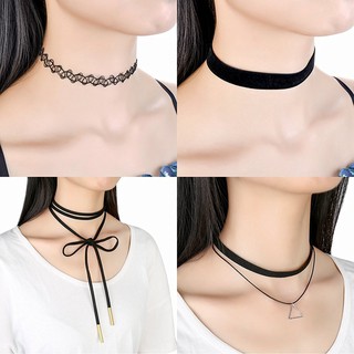 Set 4 vòng cổ ren vải đen black lace choker giá rẻ CKV48