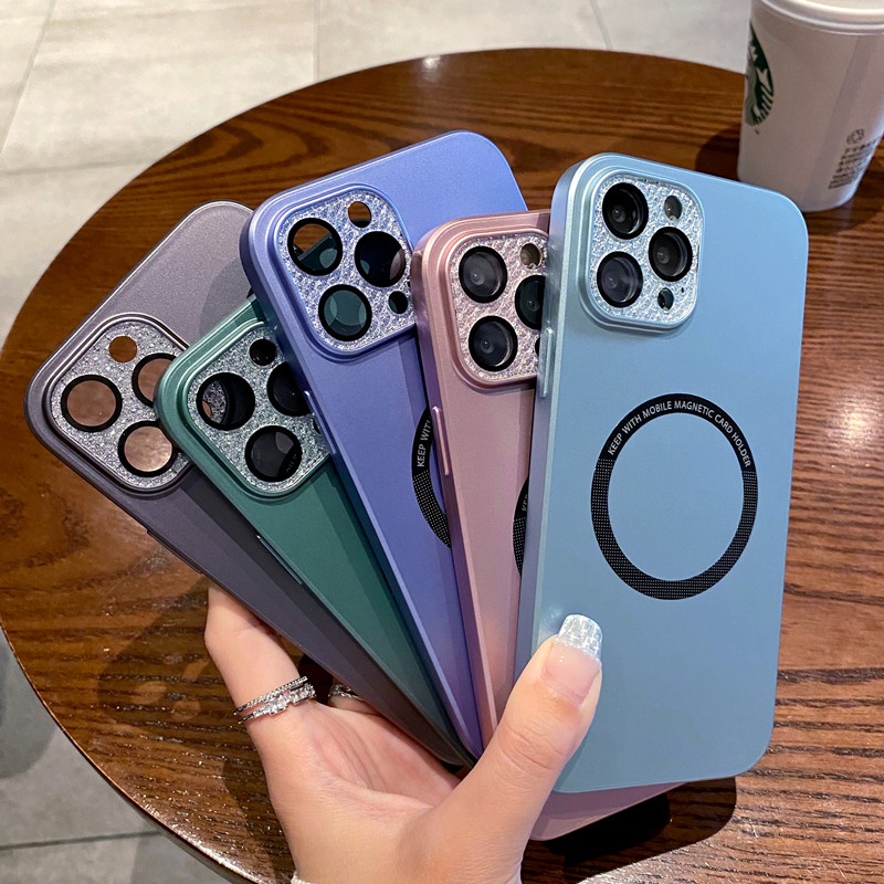 Ốp Điện Thoại Nhựa Cứng Kim Tuyến Có Tấm Phim Bảo Vệ Camera Cho iPhone 12 13 Pro Max