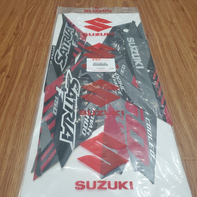 Bộ tem Satria Fi/ Raider Fi đen Titan 2021 zin mới - 68019-12KF0-40X