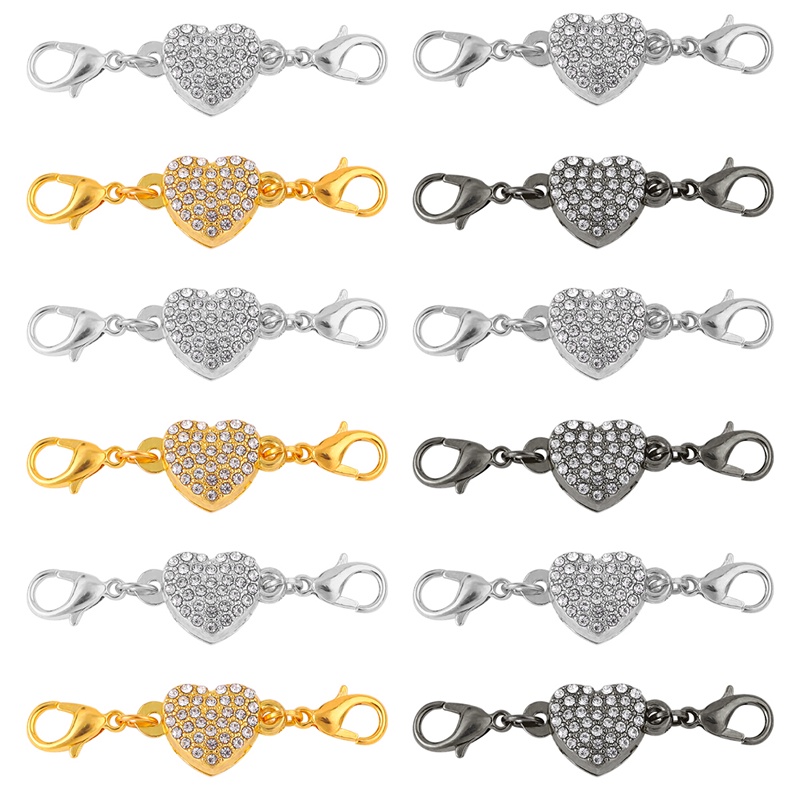 Khóa nối vòng tay / vòng cổ diy từ tính màu vàng/ bạc đính đá