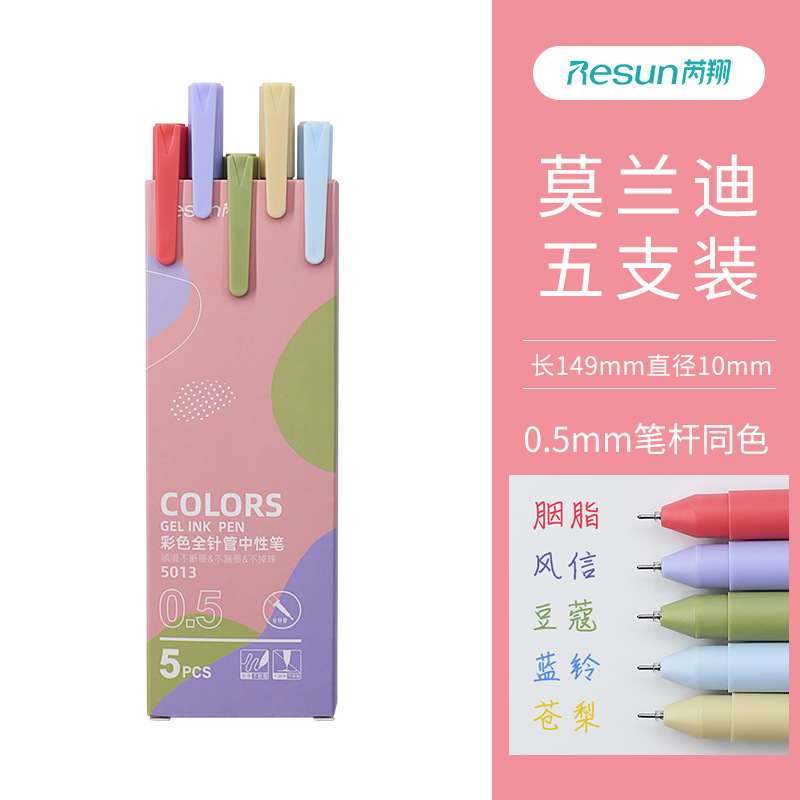 Bộ 5 bút bi màu macaron ngòi 0.5 xinh xắn tiện dụng