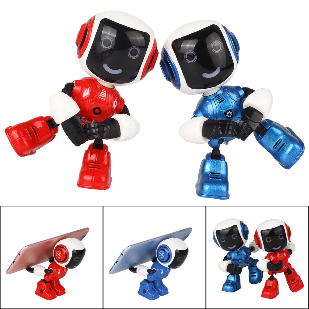 【COD】😺Electric LED Sound Intelligent Alloy Robot Toys Novelty Phone Stand