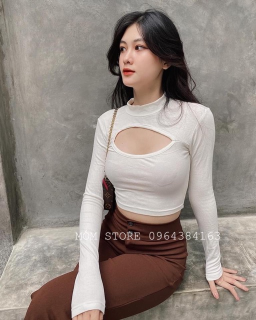 [ 𝐑𝐄̉ 𝐕𝐎̂ Đ𝐈̣𝐂𝐇 ] Áo croptop thun gân tay dài hh.vintage [ẢNH THẬT 100% ]