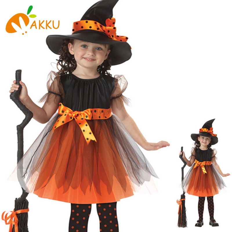 Trang phục hoá trang phù thủy halloween cho trẻ em kèm phụ kiện