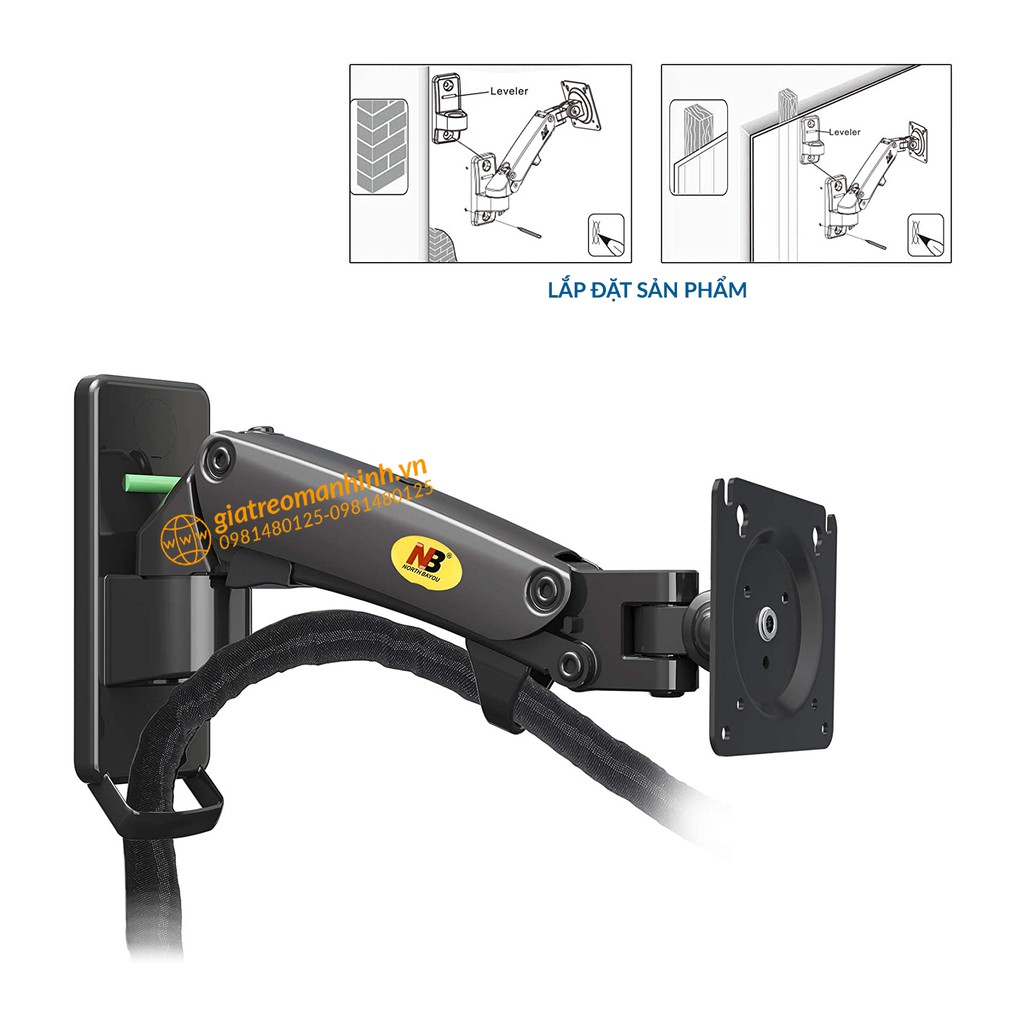 Giá Treo Màn Hình NB-F120 Tương Thích Màn 17 - 27 Inch / Lắp Đặt Treo Tường Tùy Chỉnh Đa Năng - Xoay Màn 360 Độ