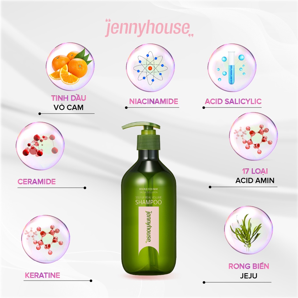 Dầu Gội Thảo Dược JENNY HOUSE Self-Up Volume Shampoo 500ml - Sạch Gàu, Giảm Gãy Rụng, Mềm Mượt Tóc