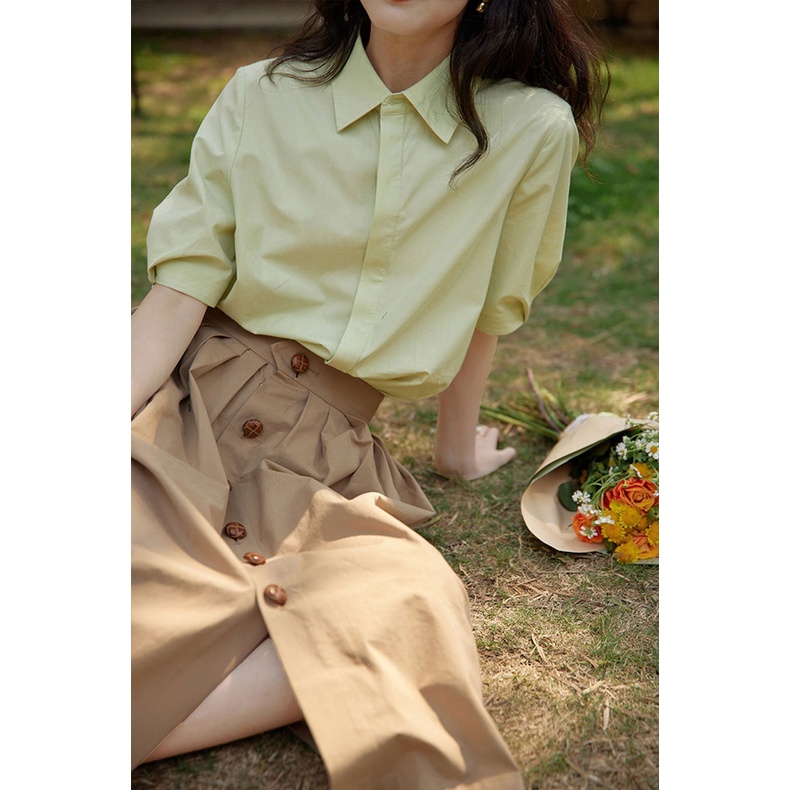 Áo Sơ Mi Tay Ngắn Phong Cách Pháp Thiết Kế Mới Mùa Hè 2022 Cho Nữ