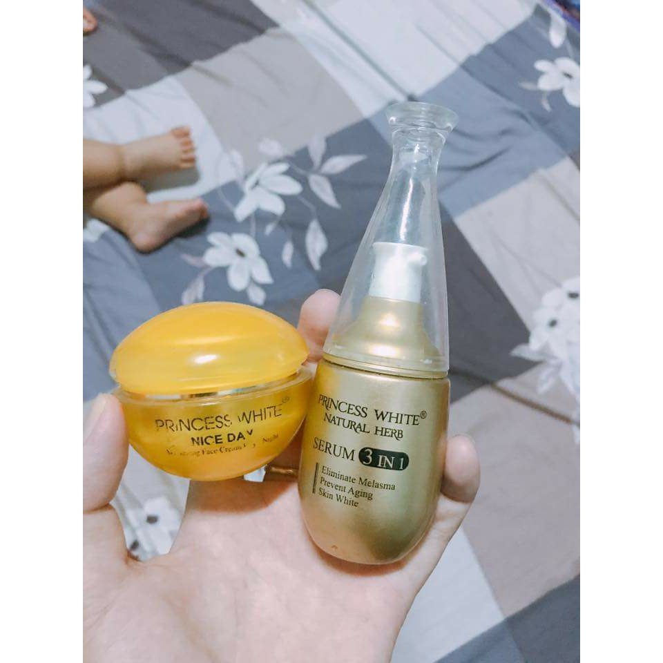 [FreeShip + Tặng Kem Dưỡng Da Tay] Combo Kem Nice Day Dưỡng Trắng Da Serum 3in1 Princess White Căng Mịn Da