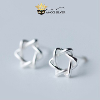 Bông tai bạc S925 sao david - Amooi Silver AB23