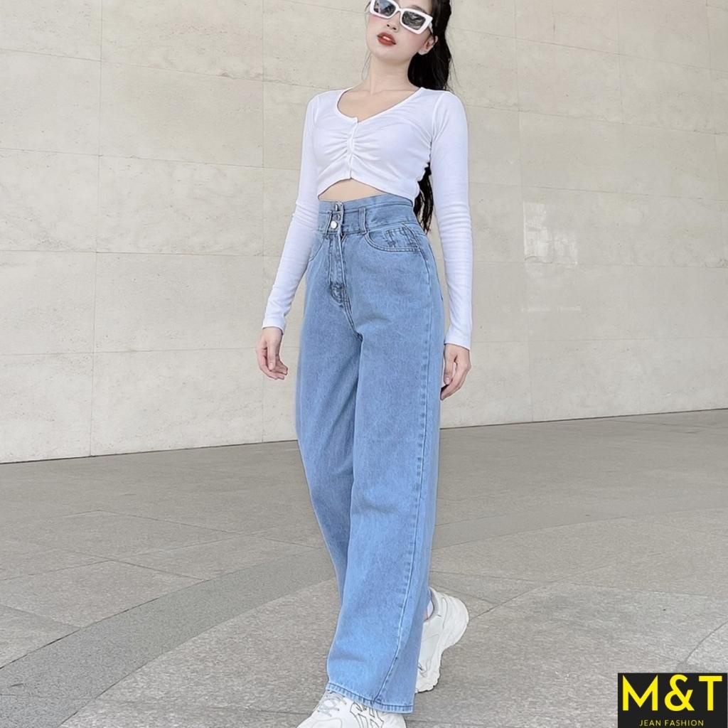 Quần jean nữ ống rộng lưng cao phong cách Ulzzang năng động, chất bò dày dặn thoải mái khi mặc MT5026-5029-