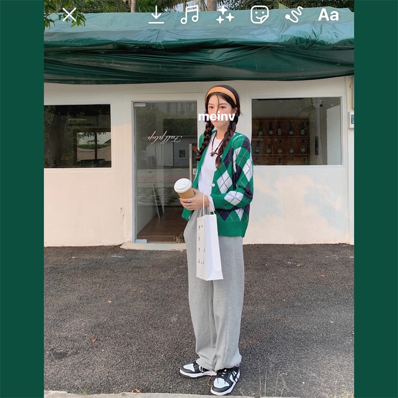 Áo khoác cardigan dệt kim Pure Cube tay dài màu sắc thời trang retro