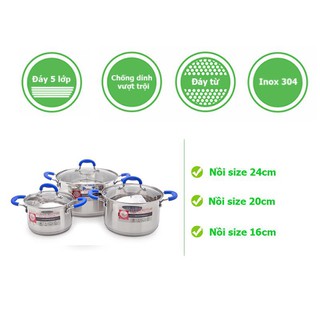 Bộ nồi inox 5 đáy Elmich 3670