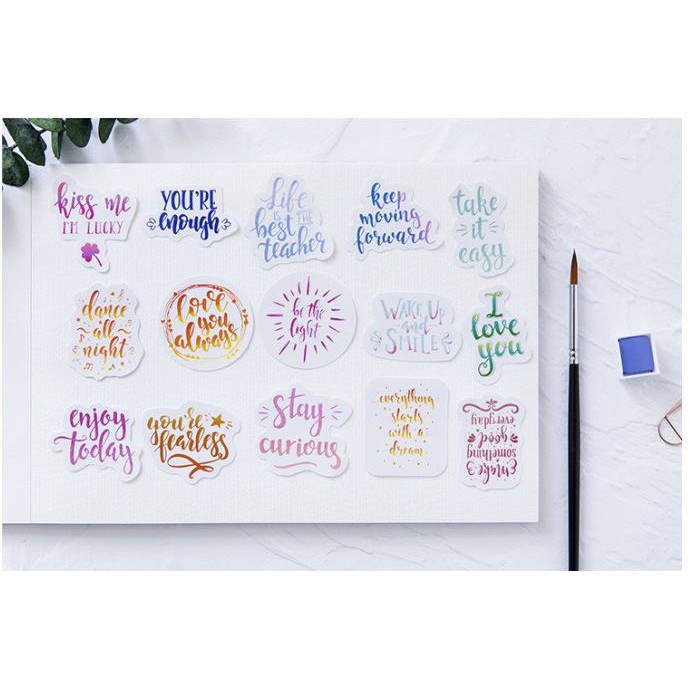 Hộp 46 Miếng Dán Hình Chữ Vintage Love You Always Trang Trí Sổ Thiệp