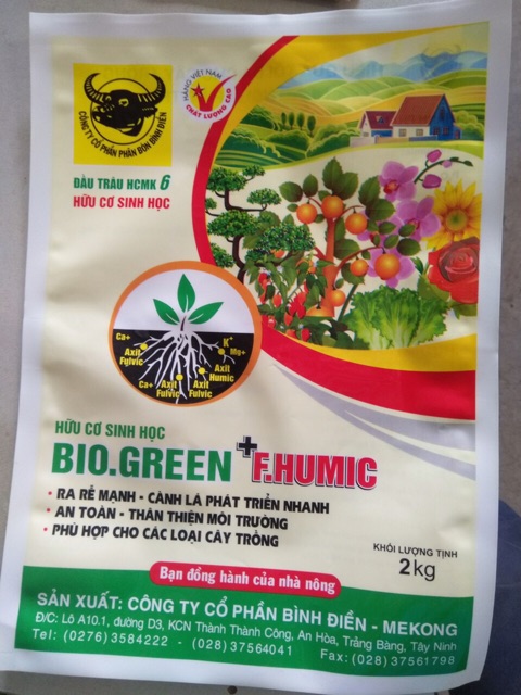 Phân hữu cơ sinh học Bio.Green, F.HUMIC 2kg