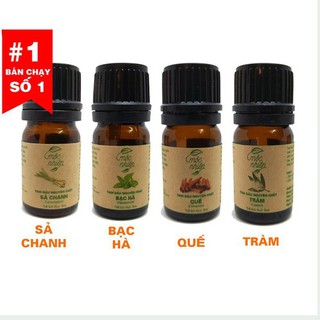 Tinh dầu tinh dầu nguyên chất com bo 4 chai 10ml, Lavender, Lài, Tràm, Quế