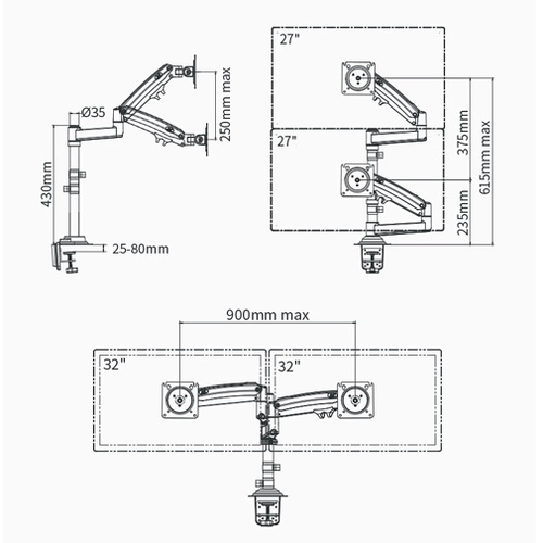 [Chính Hãng] Giá treo giá đỡ 2 màn hình máy tính NB H180 - Nhập Khẩu